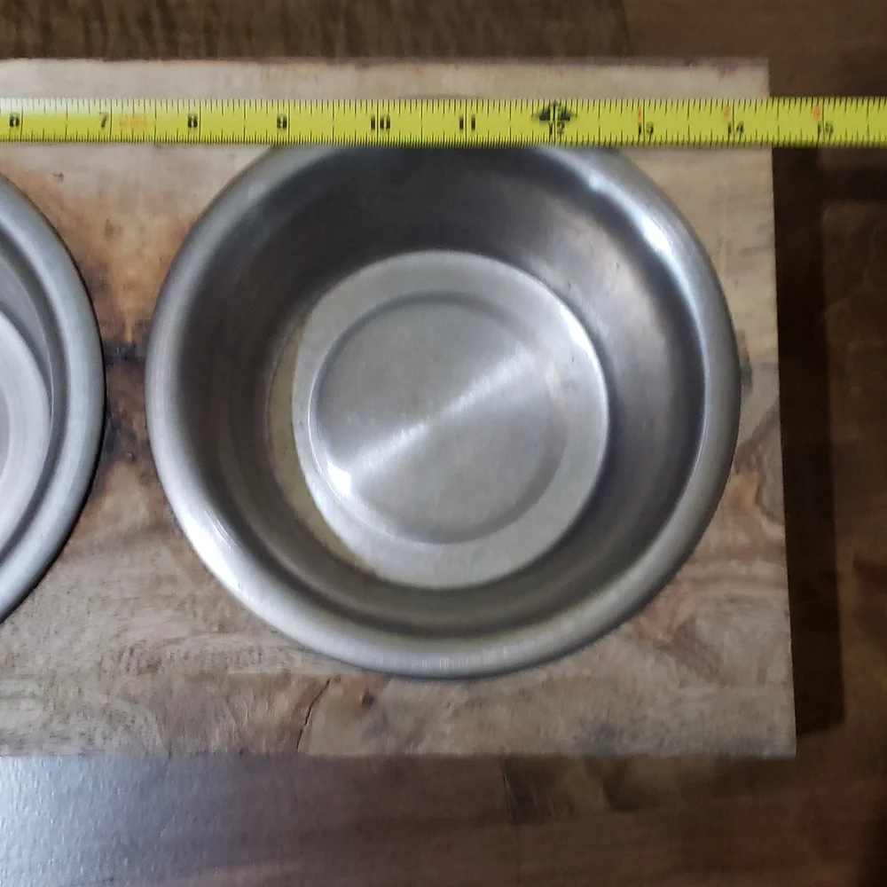Raised dog bowls metal & wood
